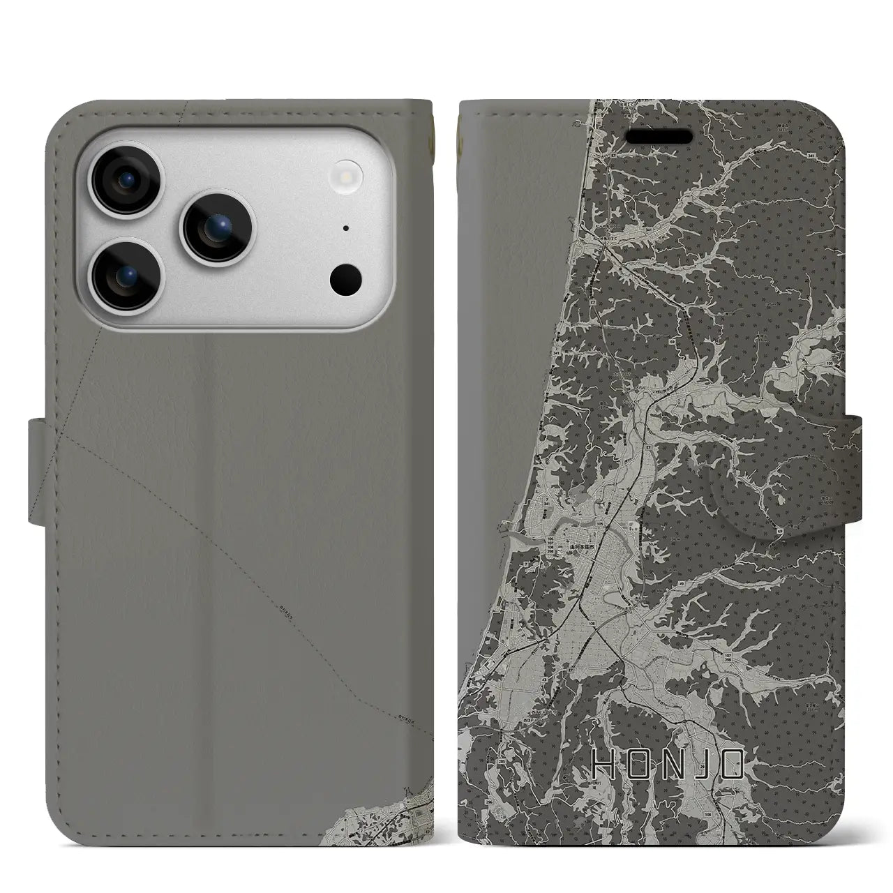 【本荘(秋田県)】地図柄iPhoneケース(手帳タイプ)