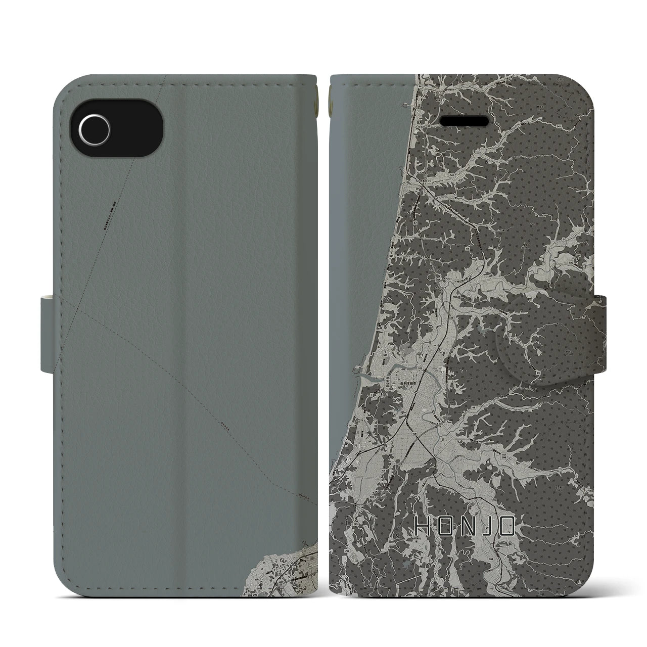 【本荘(秋田県)】地図柄iPhoneケース(手帳タイプ)