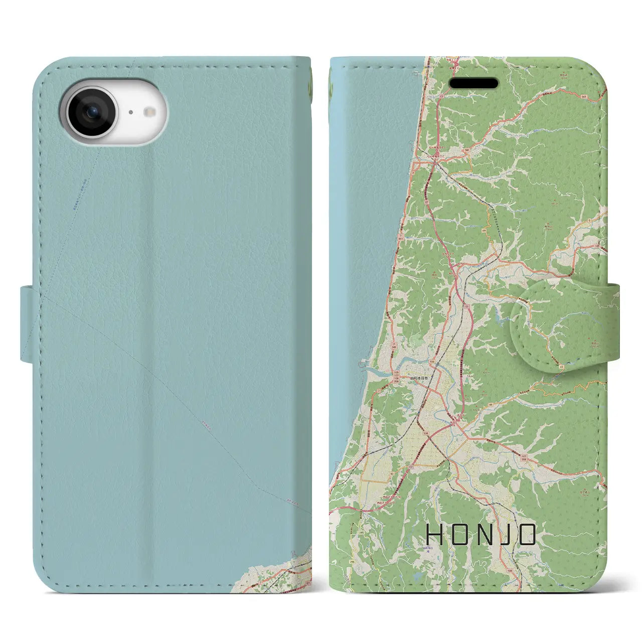 【本荘(秋田県)】地図柄iPhoneケース(手帳タイプ)