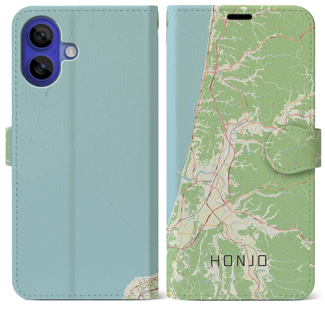 【本荘(秋田県)】地図柄iPhoneケース(手帳タイプ)