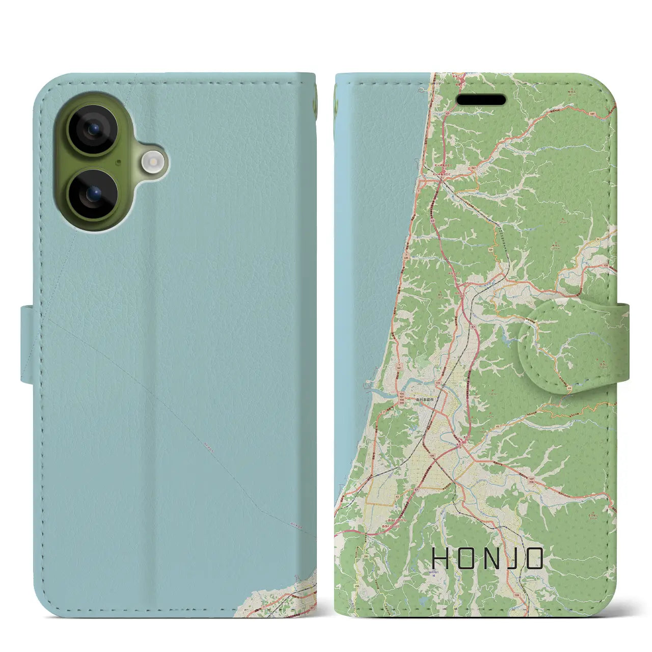 【本荘(秋田県)】地図柄iPhoneケース(手帳タイプ)