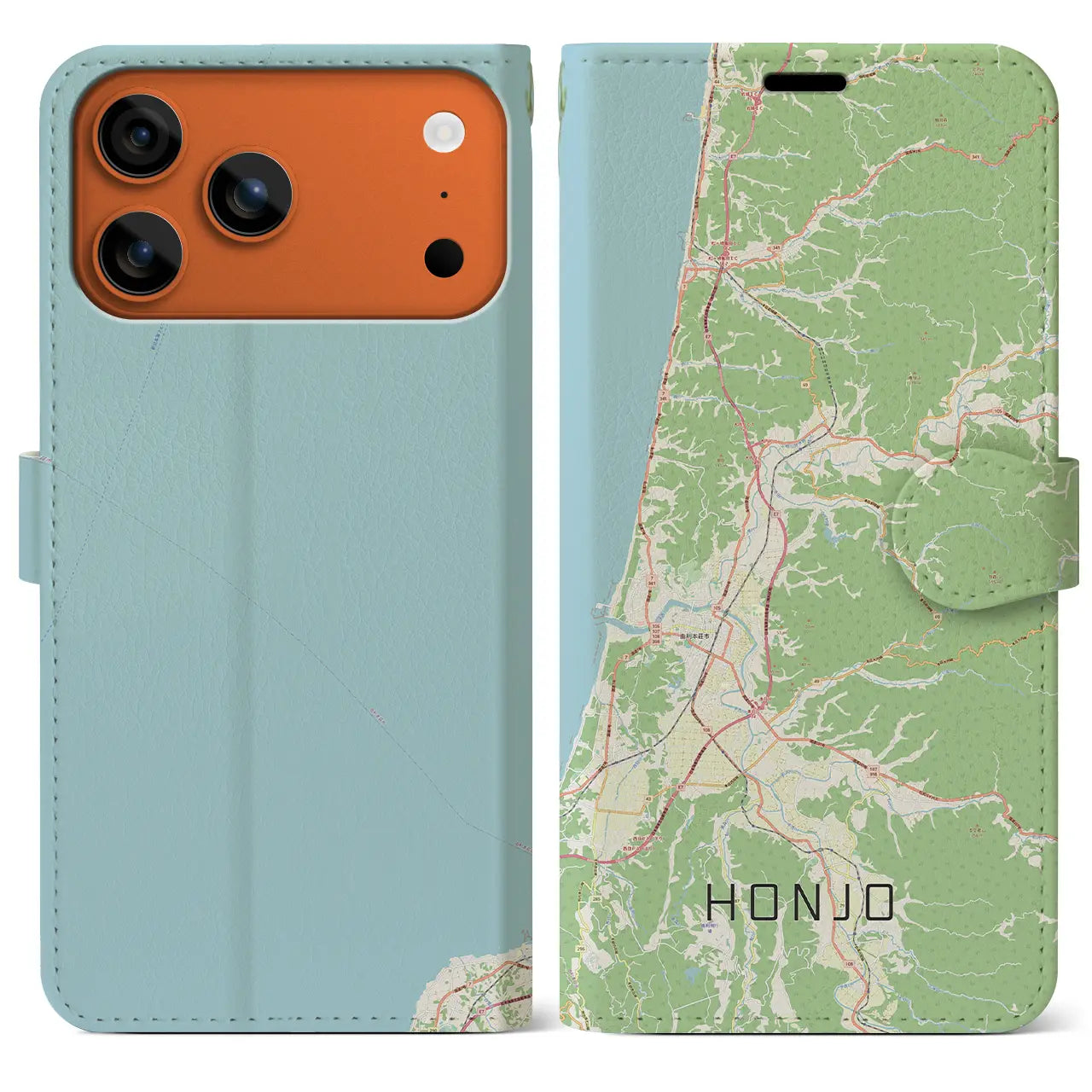 【本荘(秋田県)】地図柄iPhoneケース(手帳タイプ)