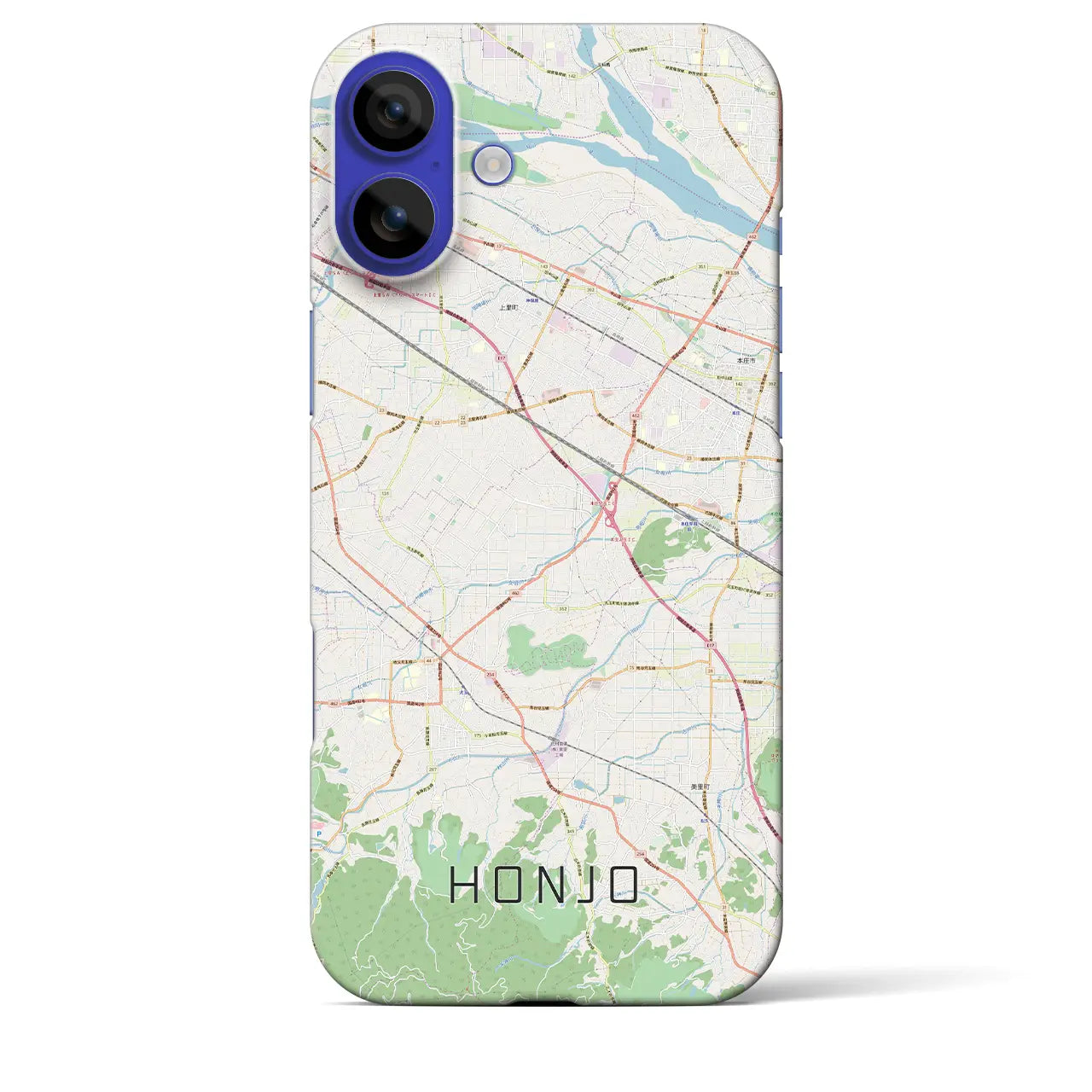 【本庄(埼玉県)】地図柄iPhoneケース(バックカバータイプ)ナチュラル・iPhone 16 Pro Max 用