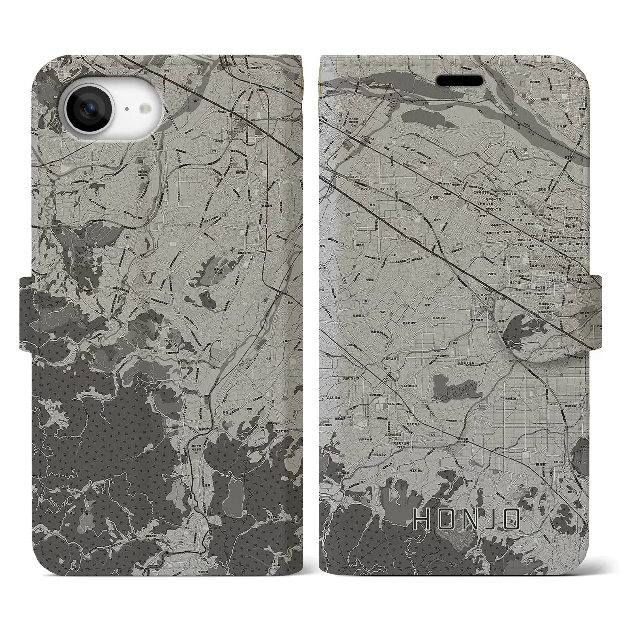 【本庄(埼玉県)】地図柄iPhoneケース(手帳タイプ)