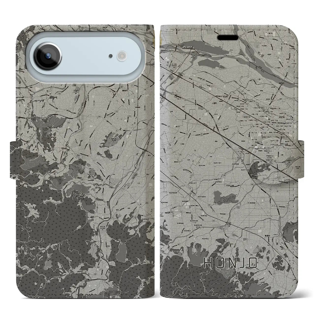 【本庄(埼玉県)】地図柄iPhoneケース(手帳タイプ)