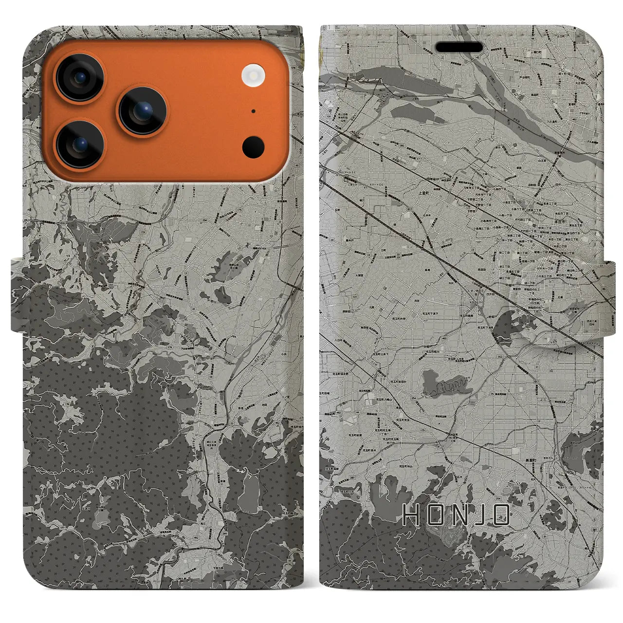 【本庄(埼玉県)】地図柄iPhoneケース(手帳タイプ)