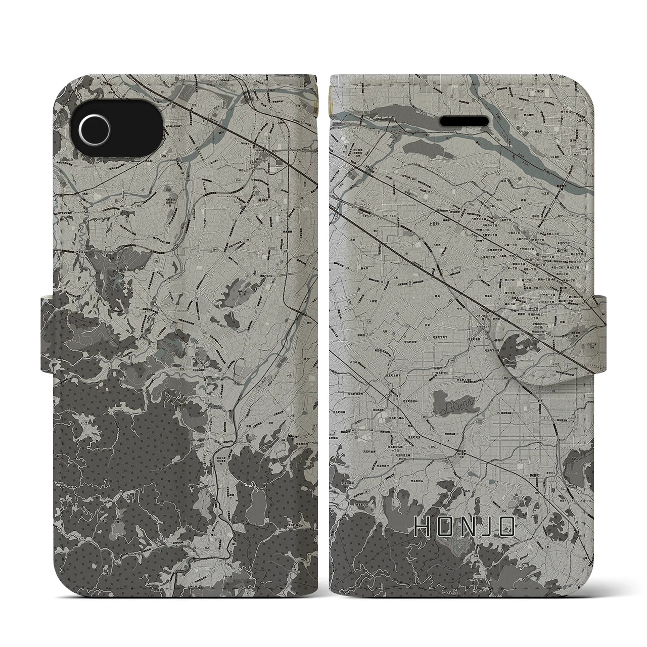 【本庄(埼玉県)】地図柄iPhoneケース(手帳タイプ)