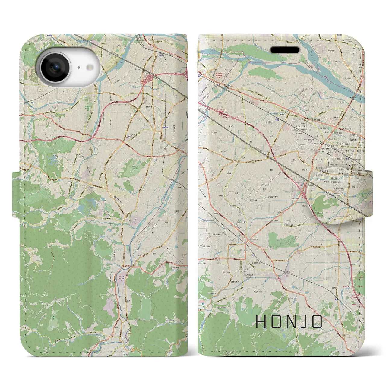 【本庄(埼玉県)】地図柄iPhoneケース(手帳タイプ)