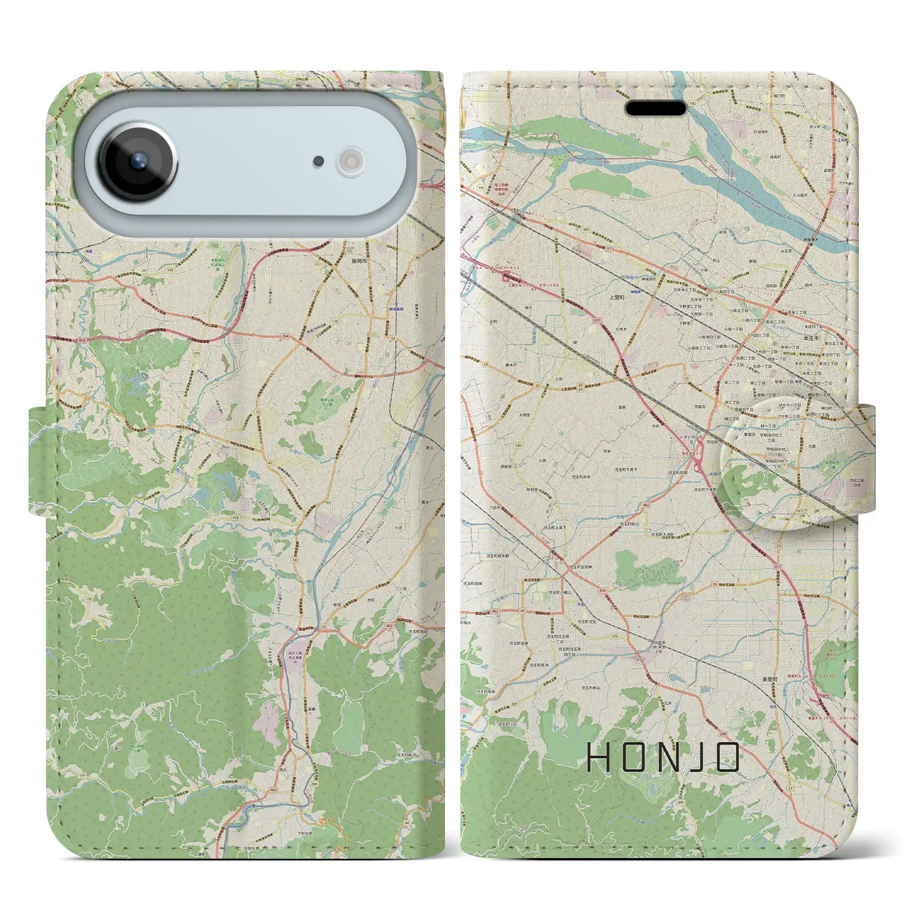 【本庄(埼玉県)】地図柄iPhoneケース(手帳タイプ)