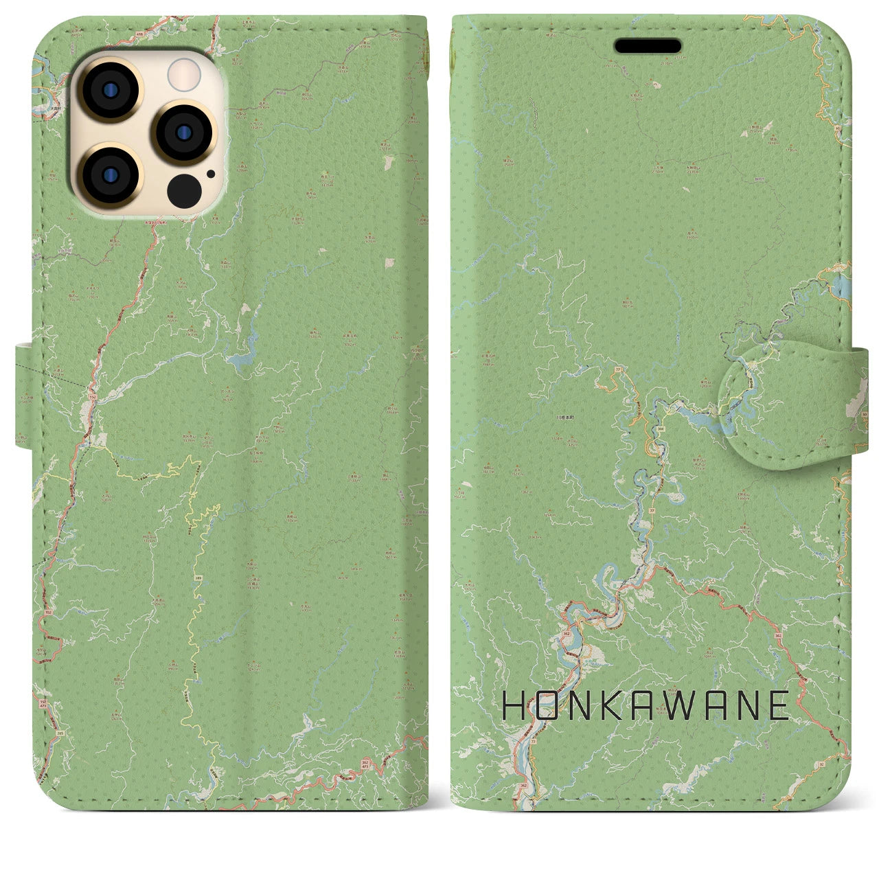 【本川根(静岡県)】地図柄iPhoneケース(手帳タイプ)