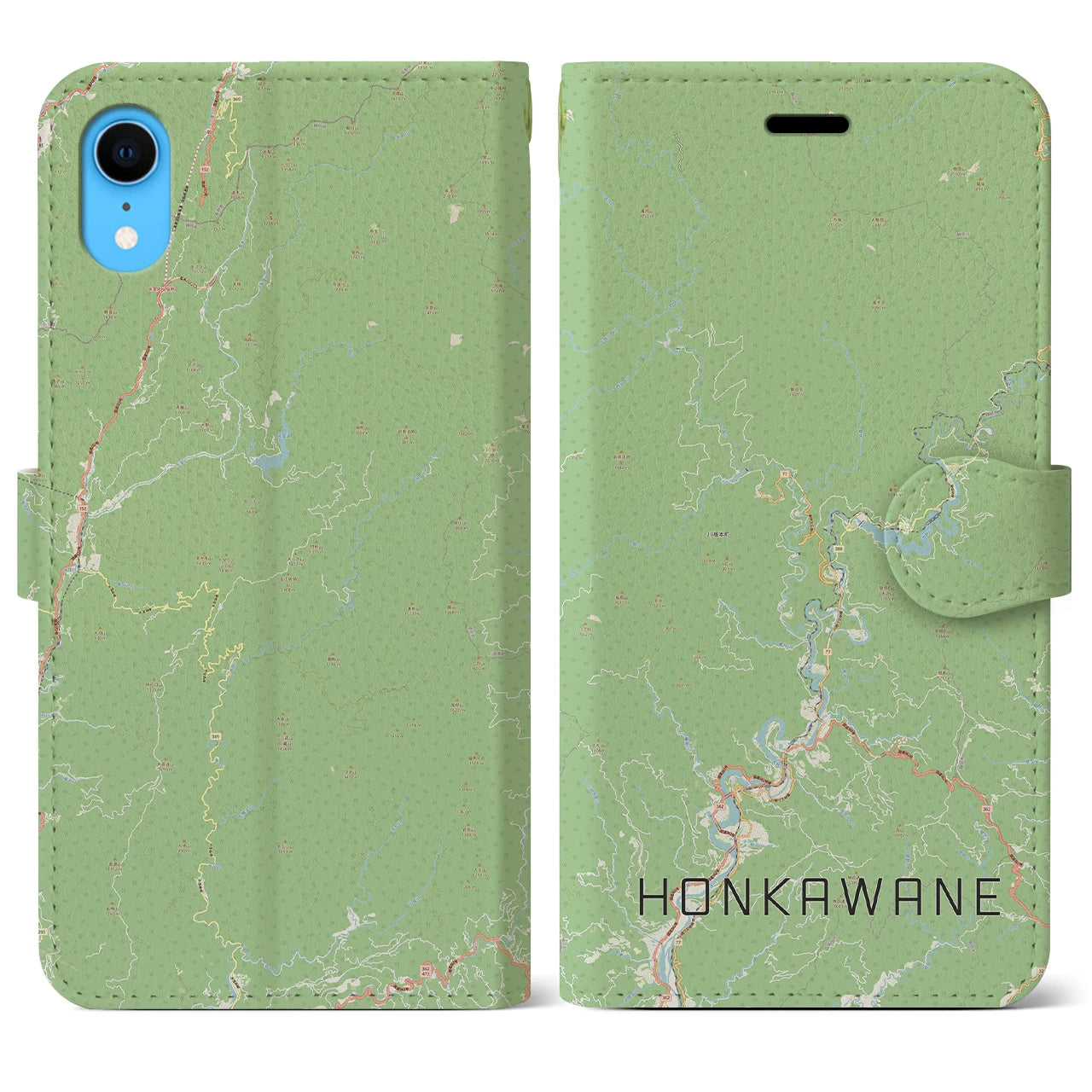 【本川根(静岡県)】地図柄iPhoneケース(手帳タイプ)ナチュラル・iPhone XR 用