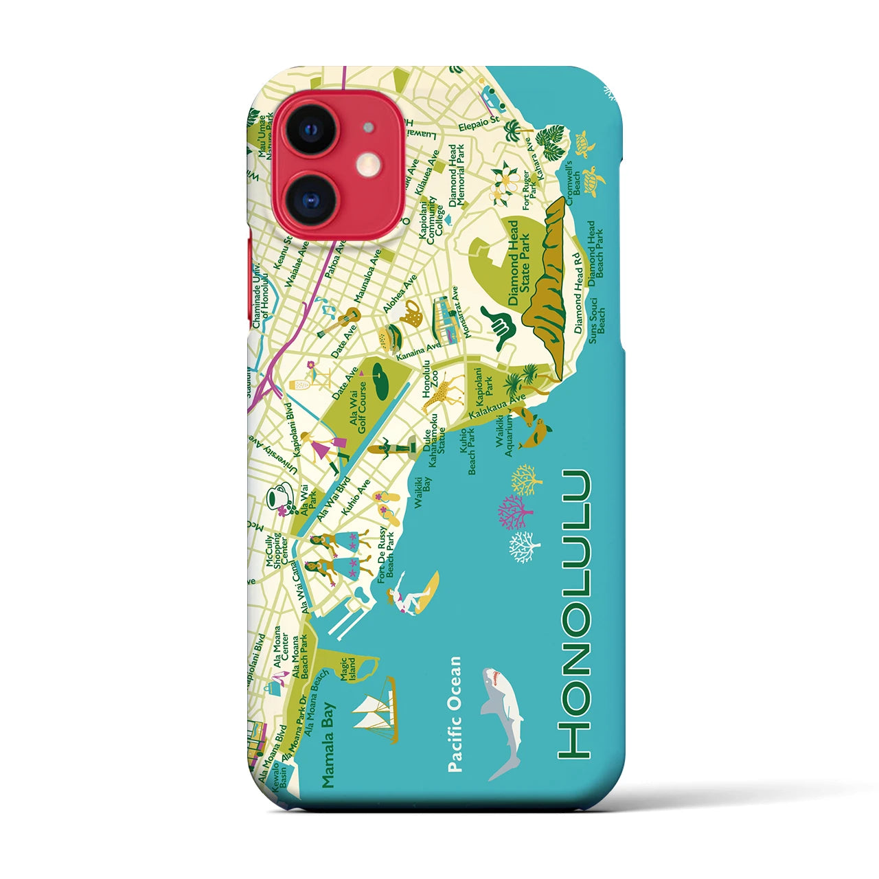 【ホノルル】イラストマップiPhoneケース(バックカバータイプ)
