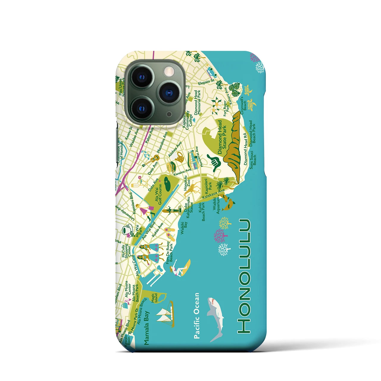 【ホノルル】イラストマップiPhoneケース(バックカバータイプ)