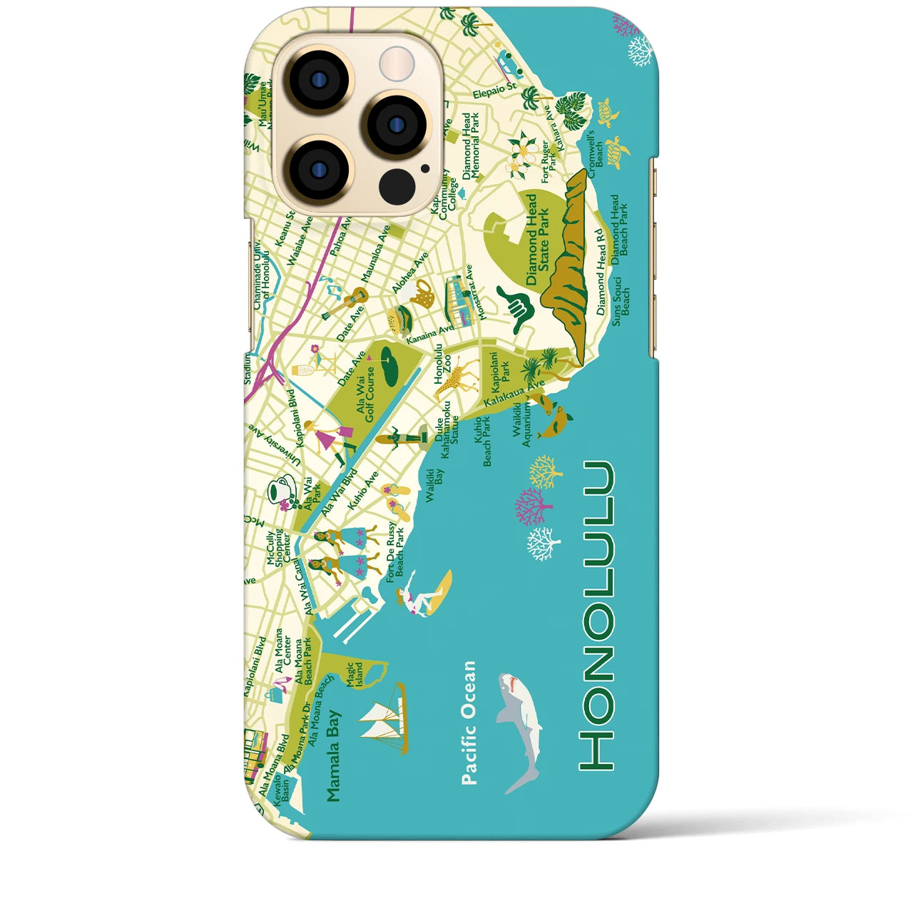 【ホノルル】イラストマップiPhoneケース(バックカバータイプ)