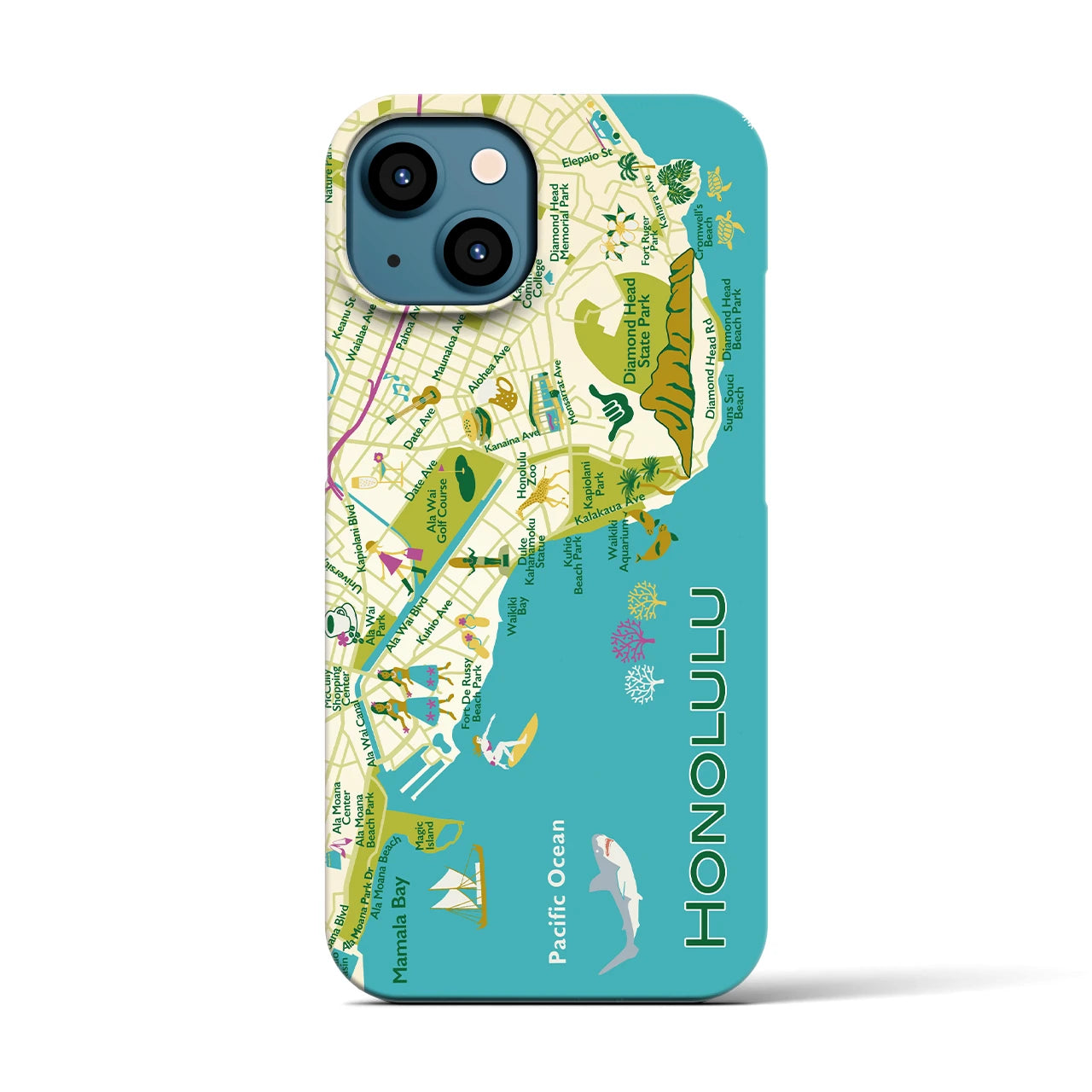 【ホノルル】イラストマップiPhoneケース(バックカバータイプ)