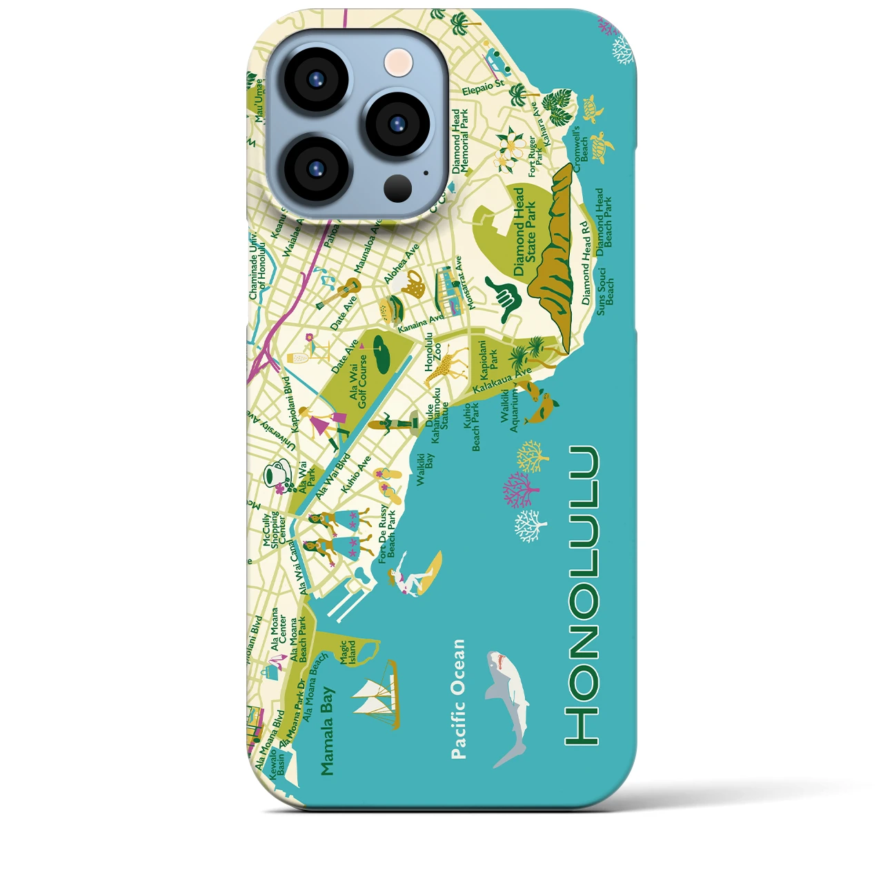 【ホノルル】イラストマップiPhoneケース(バックカバータイプ)