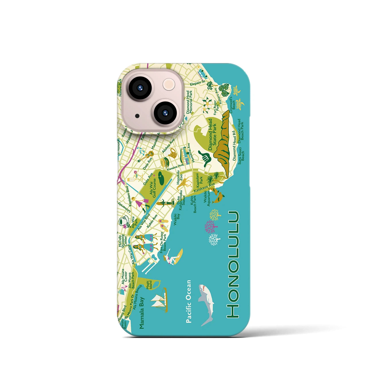 【ホノルル】イラストマップiPhoneケース(バックカバータイプ)