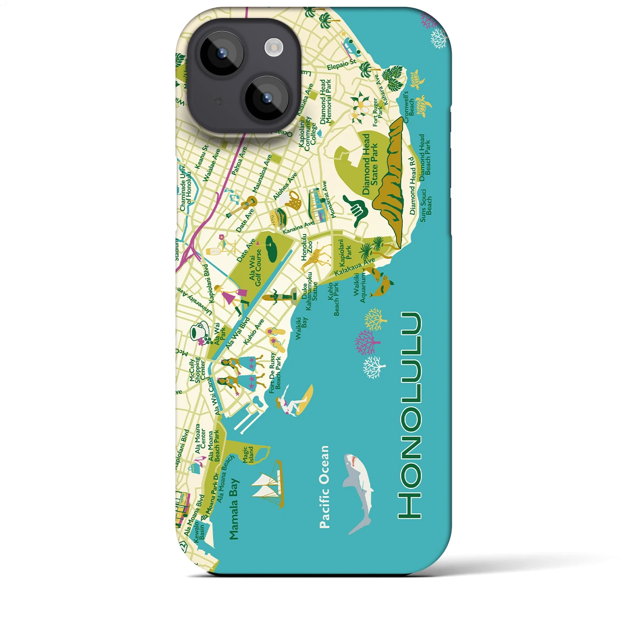 【ホノルル】イラストマップiPhoneケース(バックカバータイプ)