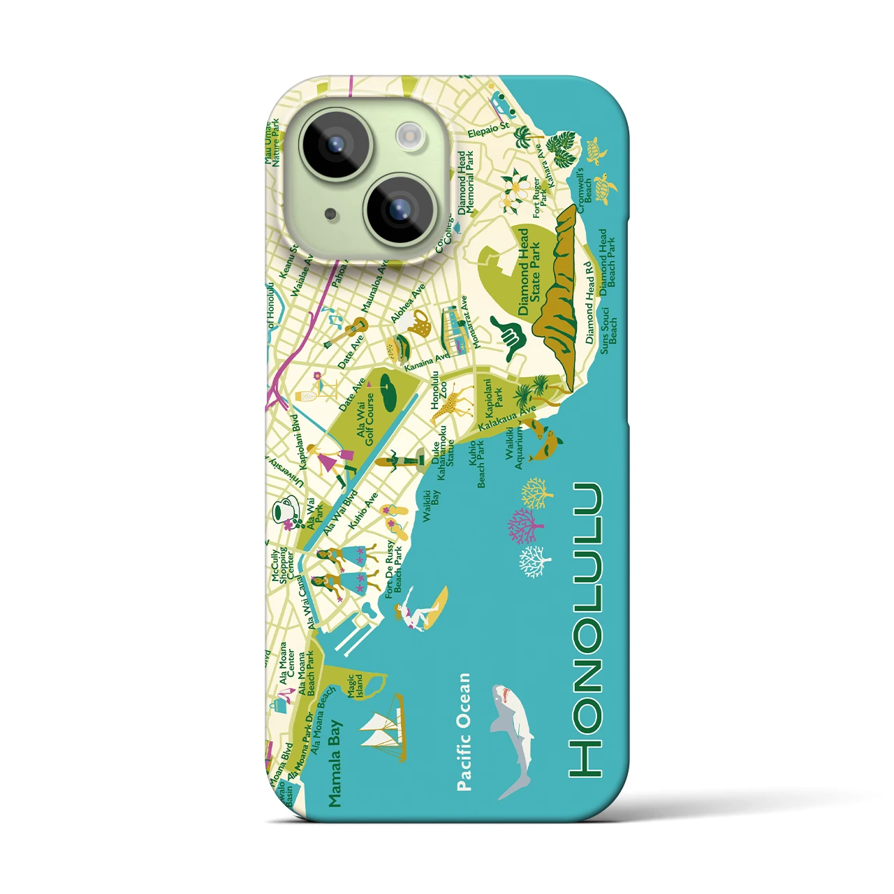 【ホノルル】イラストマップiPhoneケース(バックカバータイプ)