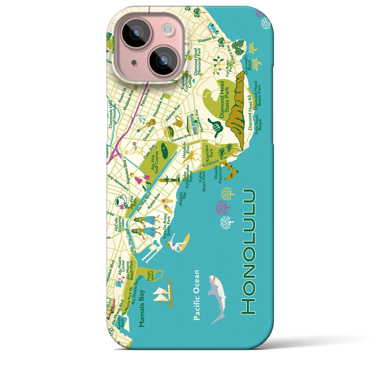 【ホノルル】イラストマップiPhoneケース(バックカバータイプ)
