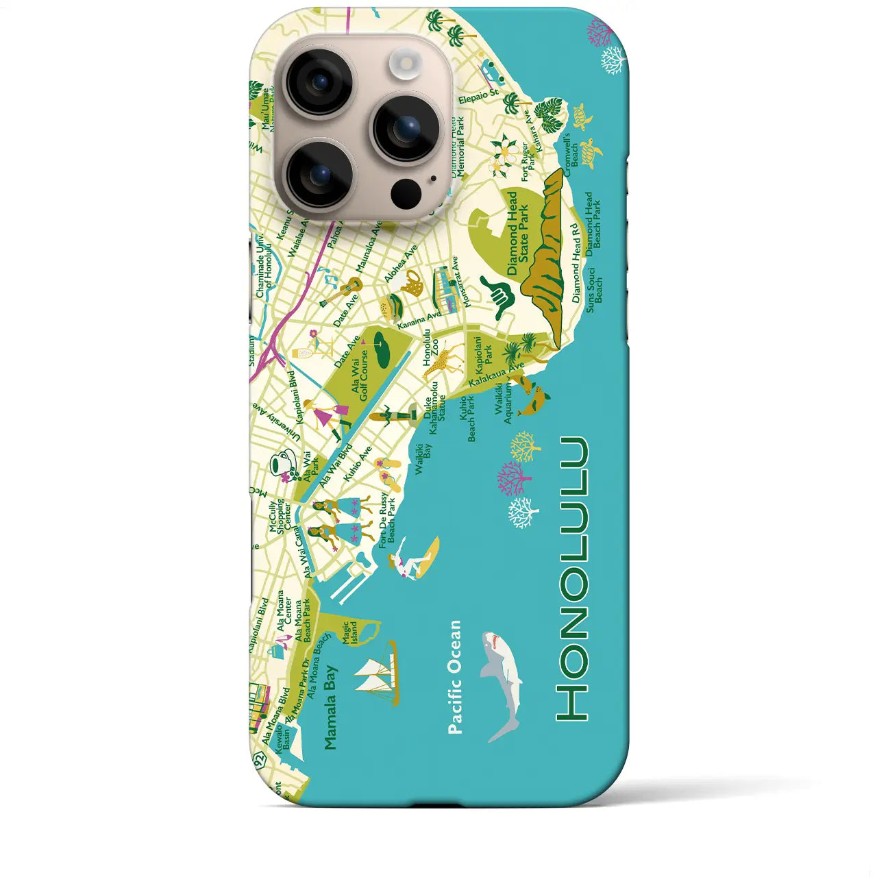 【ホノルル】イラストマップiPhoneケース(バックカバータイプ)