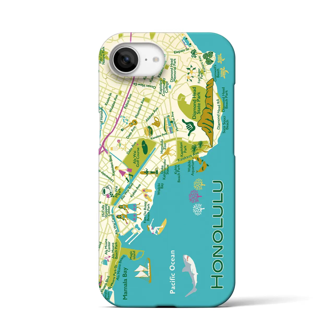 【ホノルル】イラストマップiPhoneケース(バックカバータイプ)