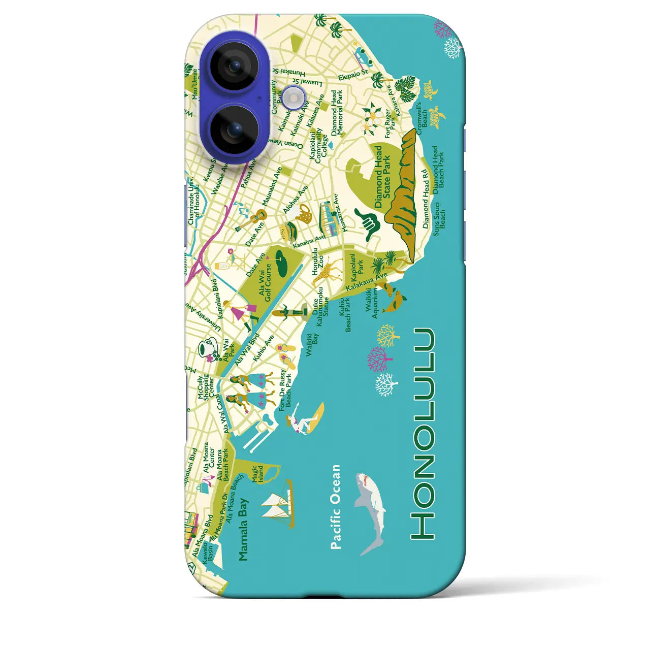 【ホノルル】イラストマップiPhoneケース(バックカバータイプ)