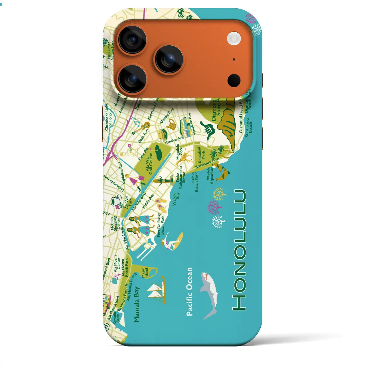 【ホノルル】イラストマップiPhoneケース(バックカバータイプ)