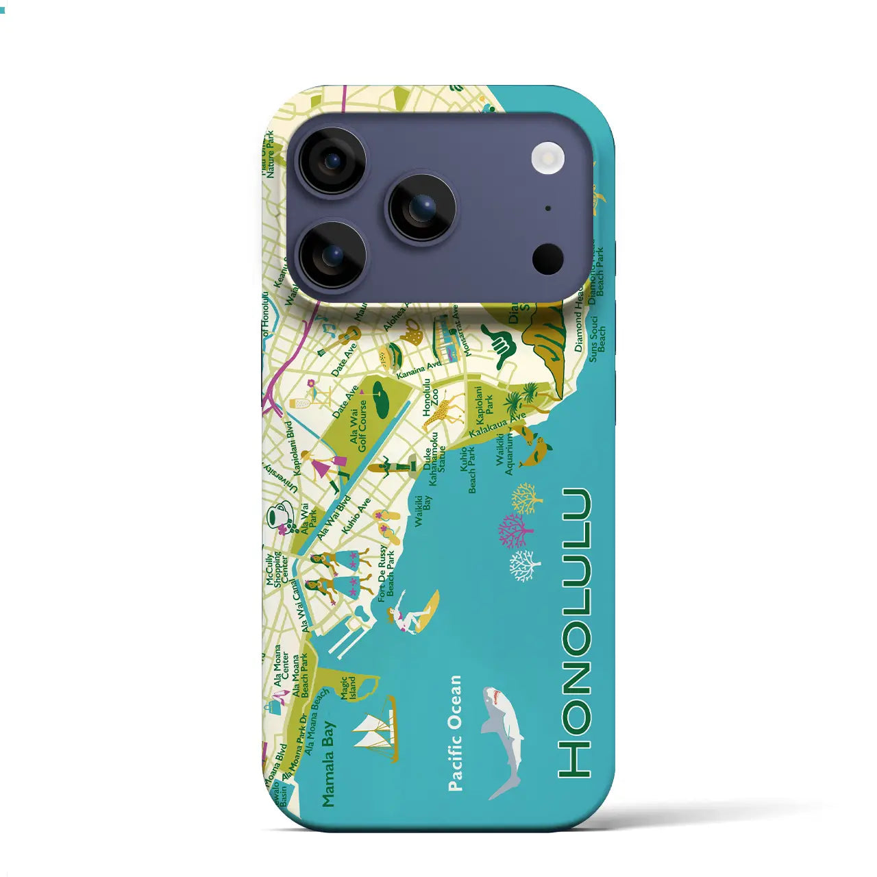 ホノルル】イラストマップiPhoneケース（バックカバータイプ