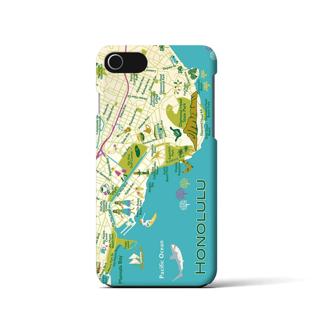 【ホノルル】イラストマップiPhoneケース(バックカバータイプ)