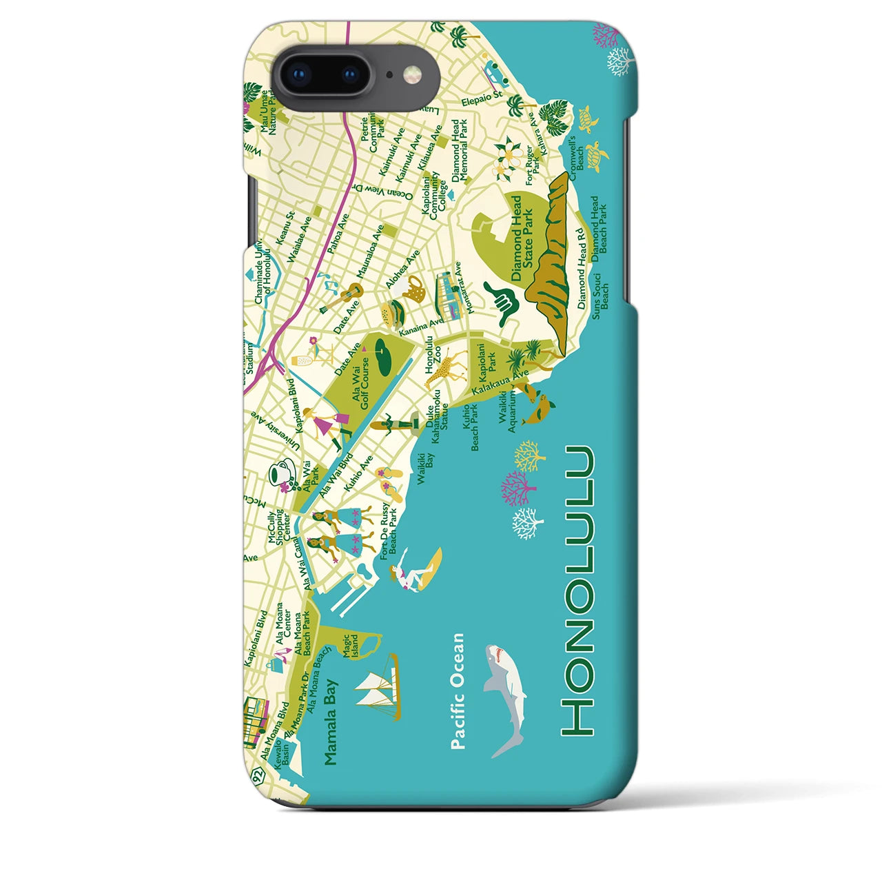 【ホノルル】イラストマップiPhoneケース(バックカバータイプ)