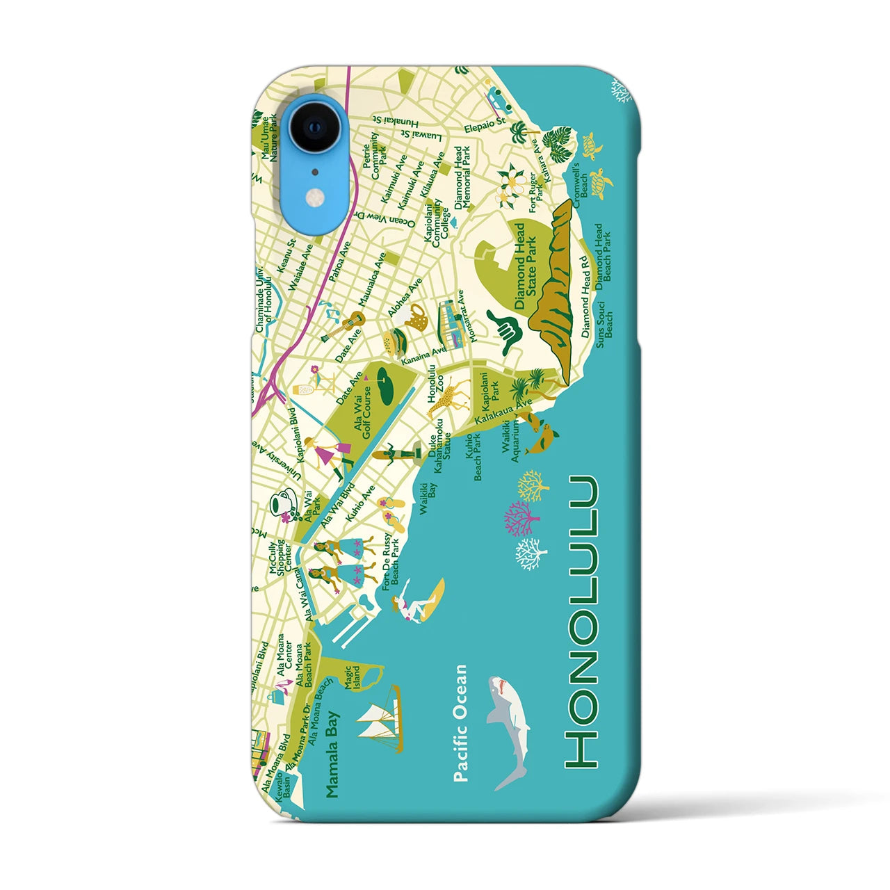 【ホノルル】イラストマップiPhoneケース(バックカバータイプ)