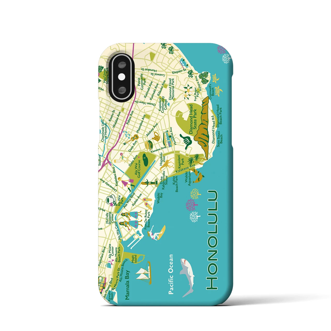 【ホノルル】イラストマップiPhoneケース(バックカバータイプ)