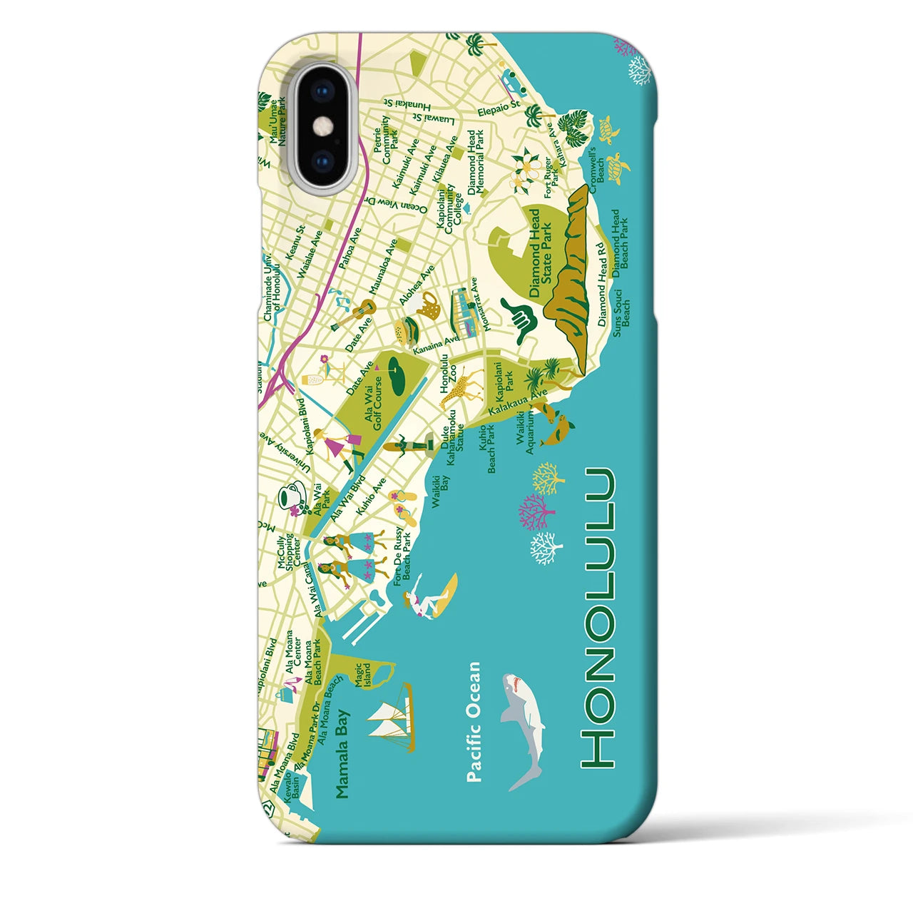 【ホノルル】イラストマップiPhoneケース(バックカバータイプ)
