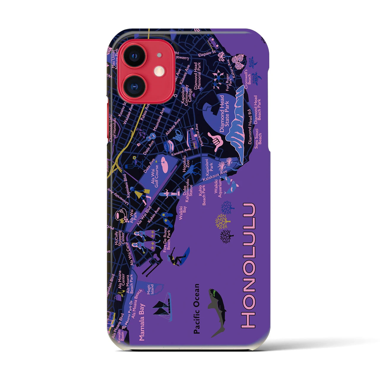 【ホノルル】イラストマップiPhoneケース(バックカバータイプ)