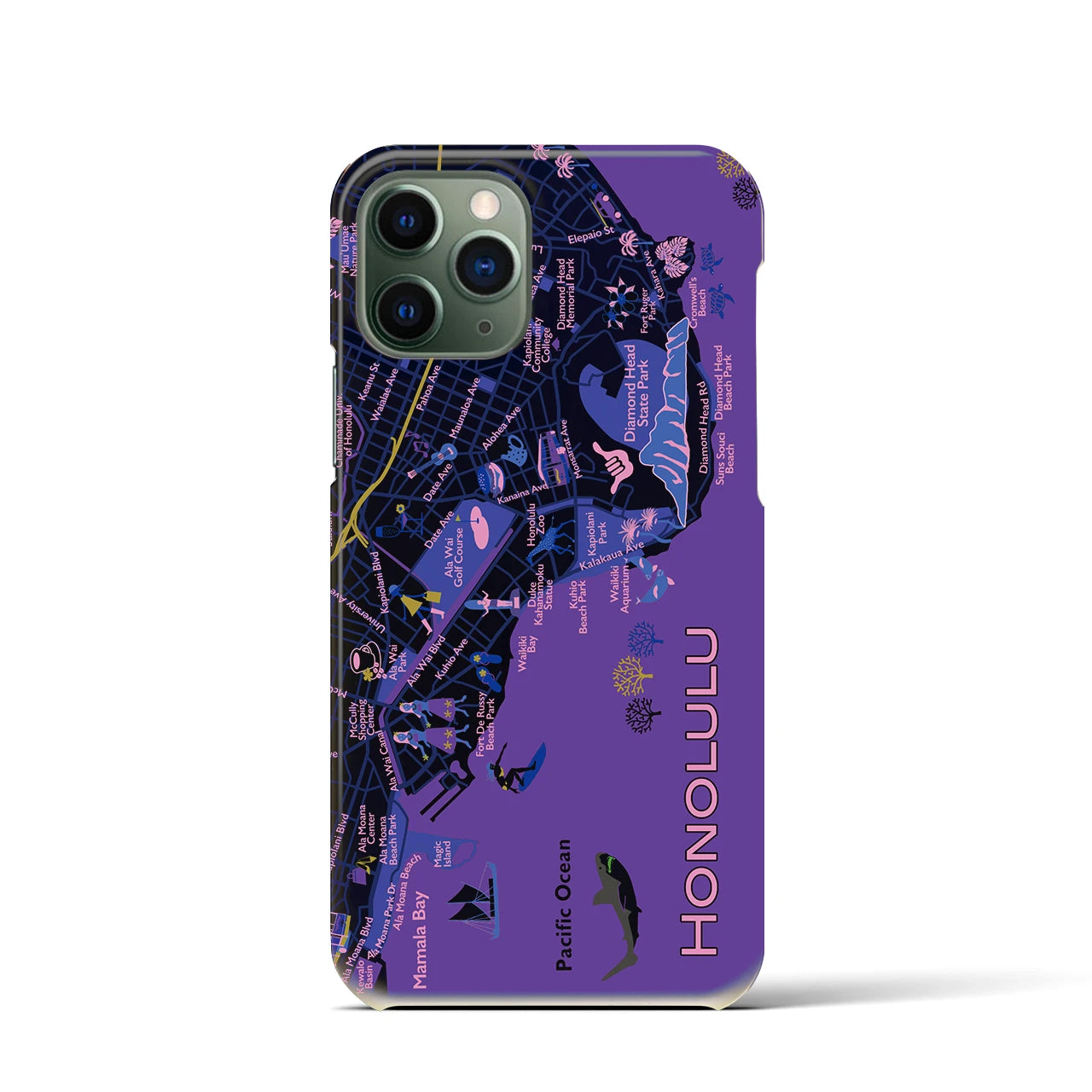【ホノルル】イラストマップiPhoneケース(バックカバータイプ)
