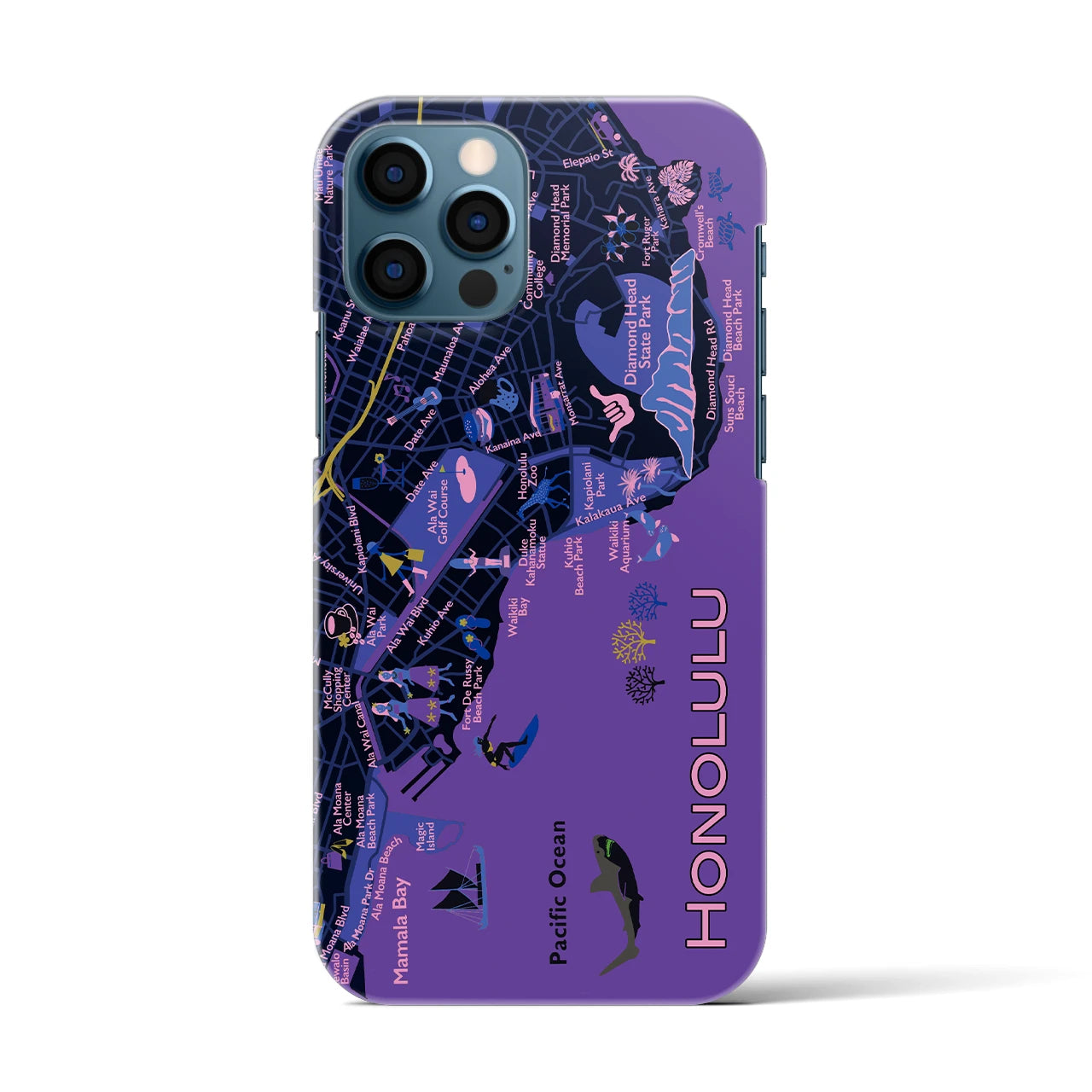 【ホノルル】イラストマップiPhoneケース(バックカバータイプ)