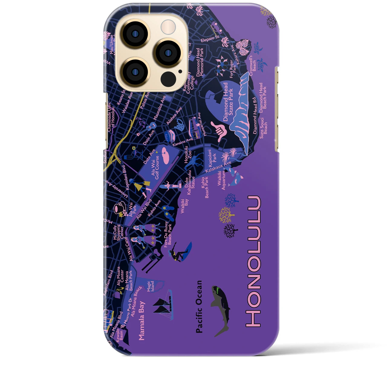 【ホノルル】イラストマップiPhoneケース(バックカバータイプ)