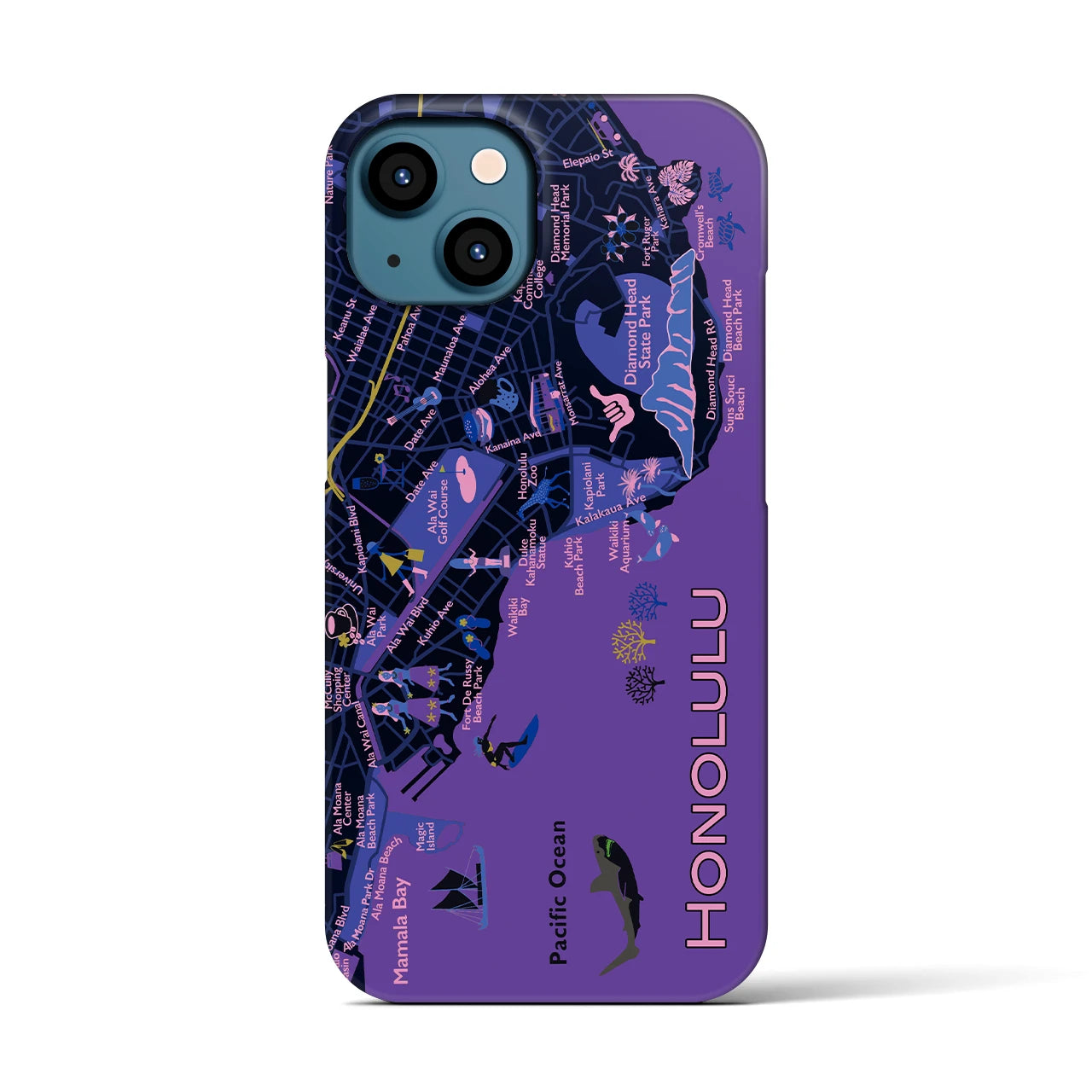 【ホノルル】イラストマップiPhoneケース(バックカバータイプ)
