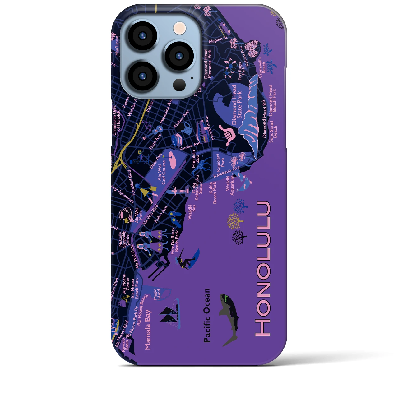 【ホノルル】イラストマップiPhoneケース(バックカバータイプ)