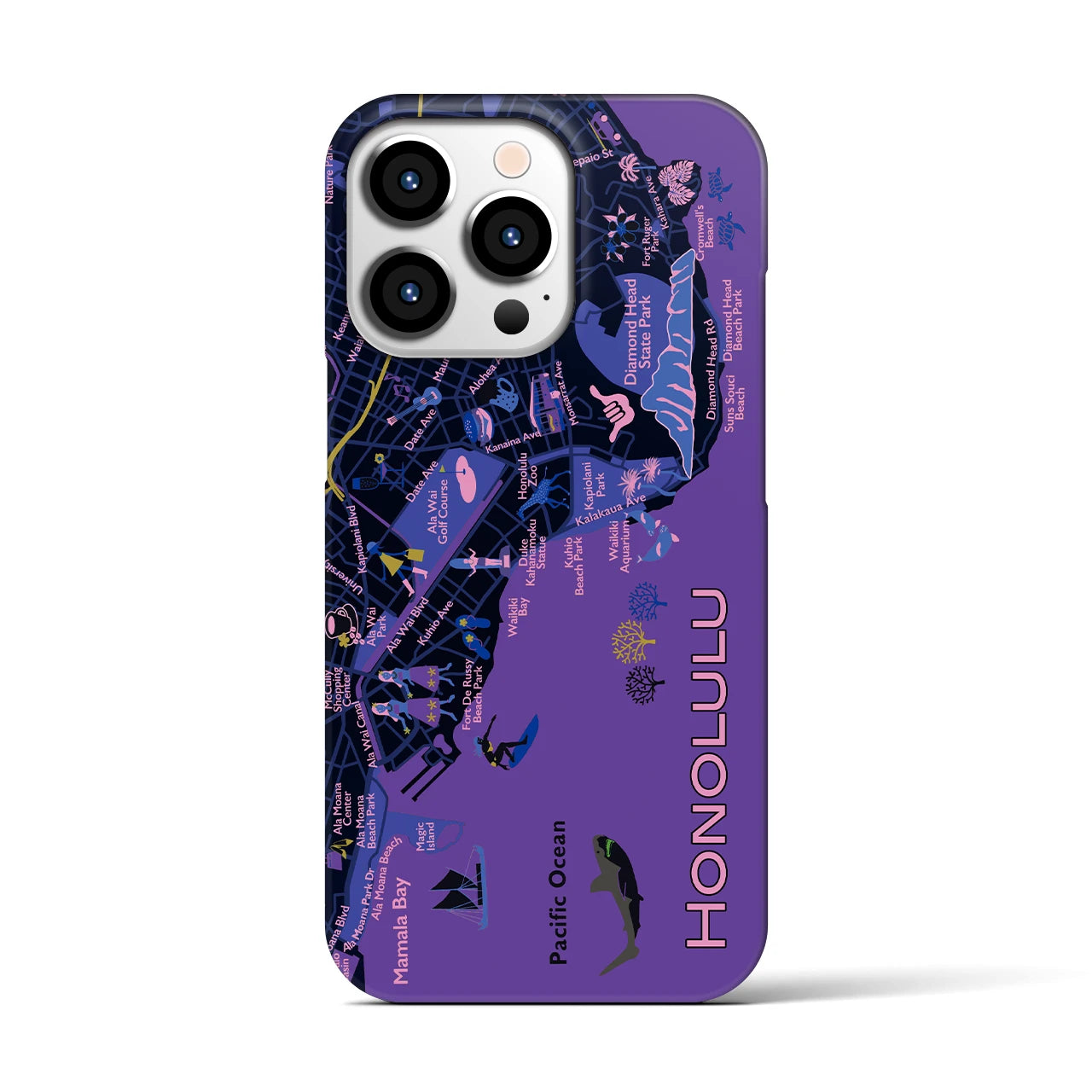 【ホノルル】イラストマップiPhoneケース(バックカバータイプ)