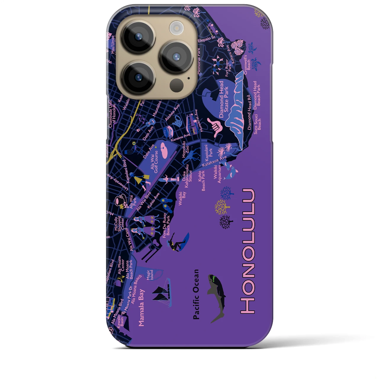 【ホノルル】イラストマップiPhoneケース(バックカバータイプ)