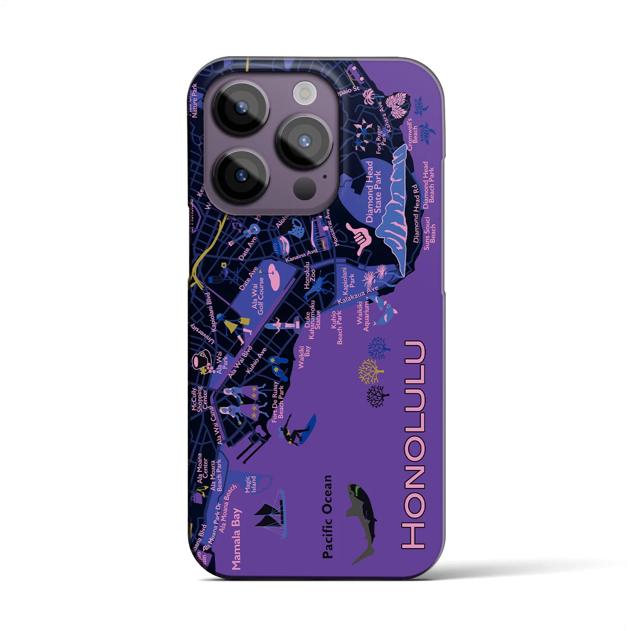 【ホノルル】イラストマップiPhoneケース(バックカバータイプ)