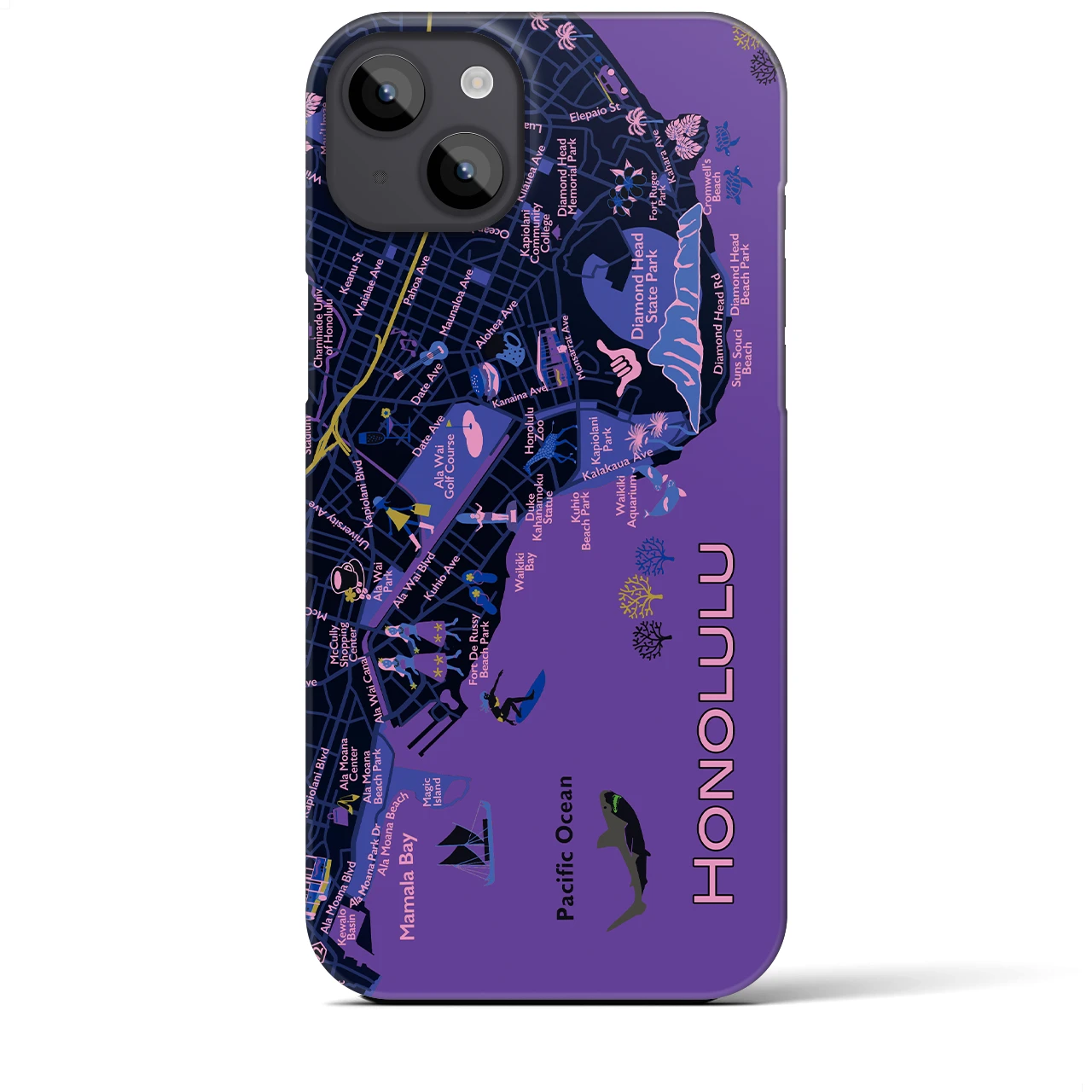 【ホノルル】イラストマップiPhoneケース(バックカバータイプ)