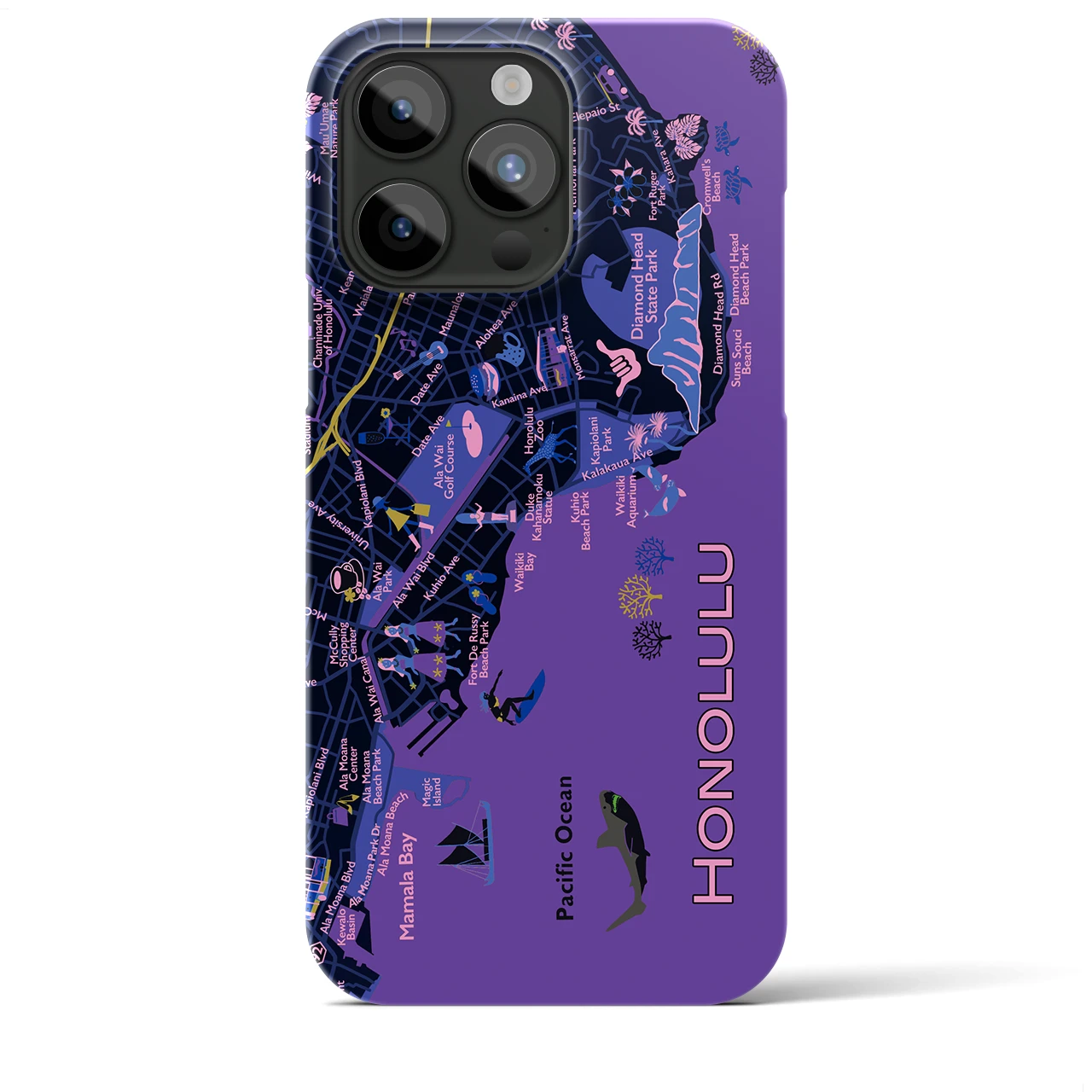 【ホノルル】イラストマップiPhoneケース(バックカバータイプ)