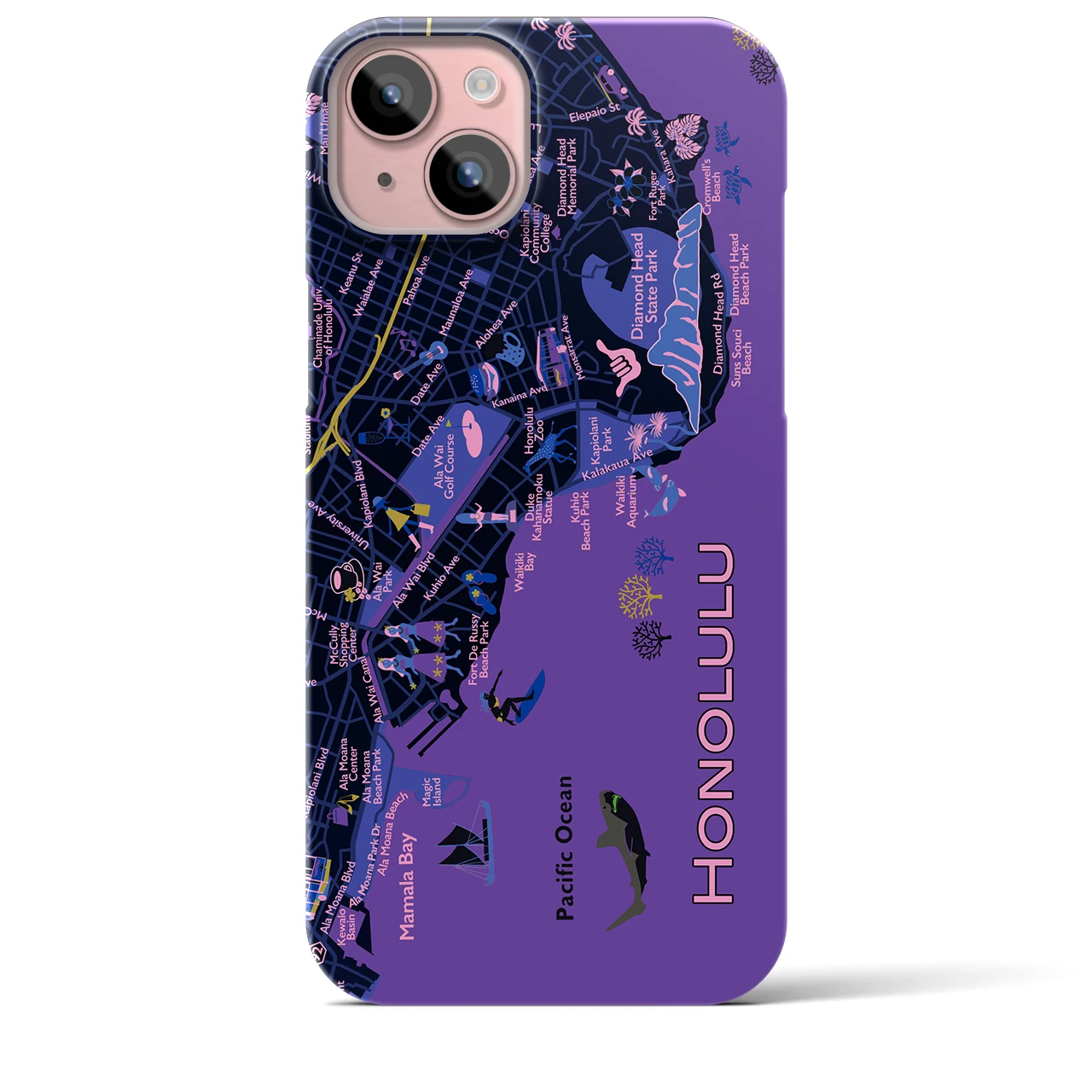 【ホノルル】イラストマップiPhoneケース(バックカバータイプ)