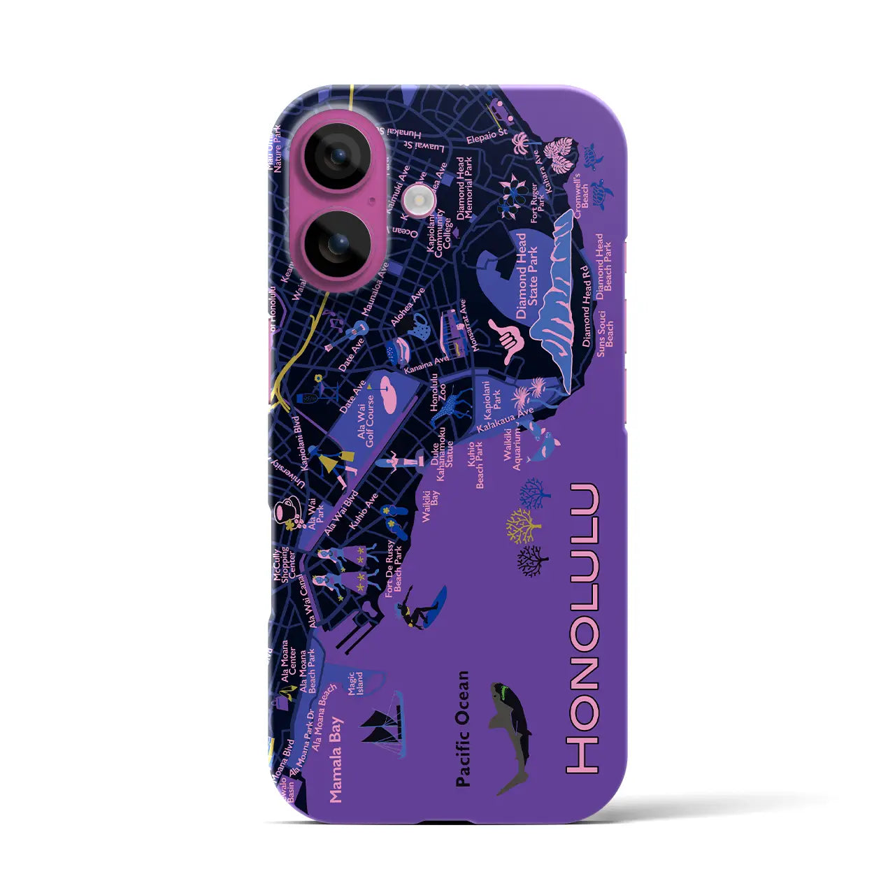 【ホノルル】イラストマップiPhoneケース(バックカバータイプ)