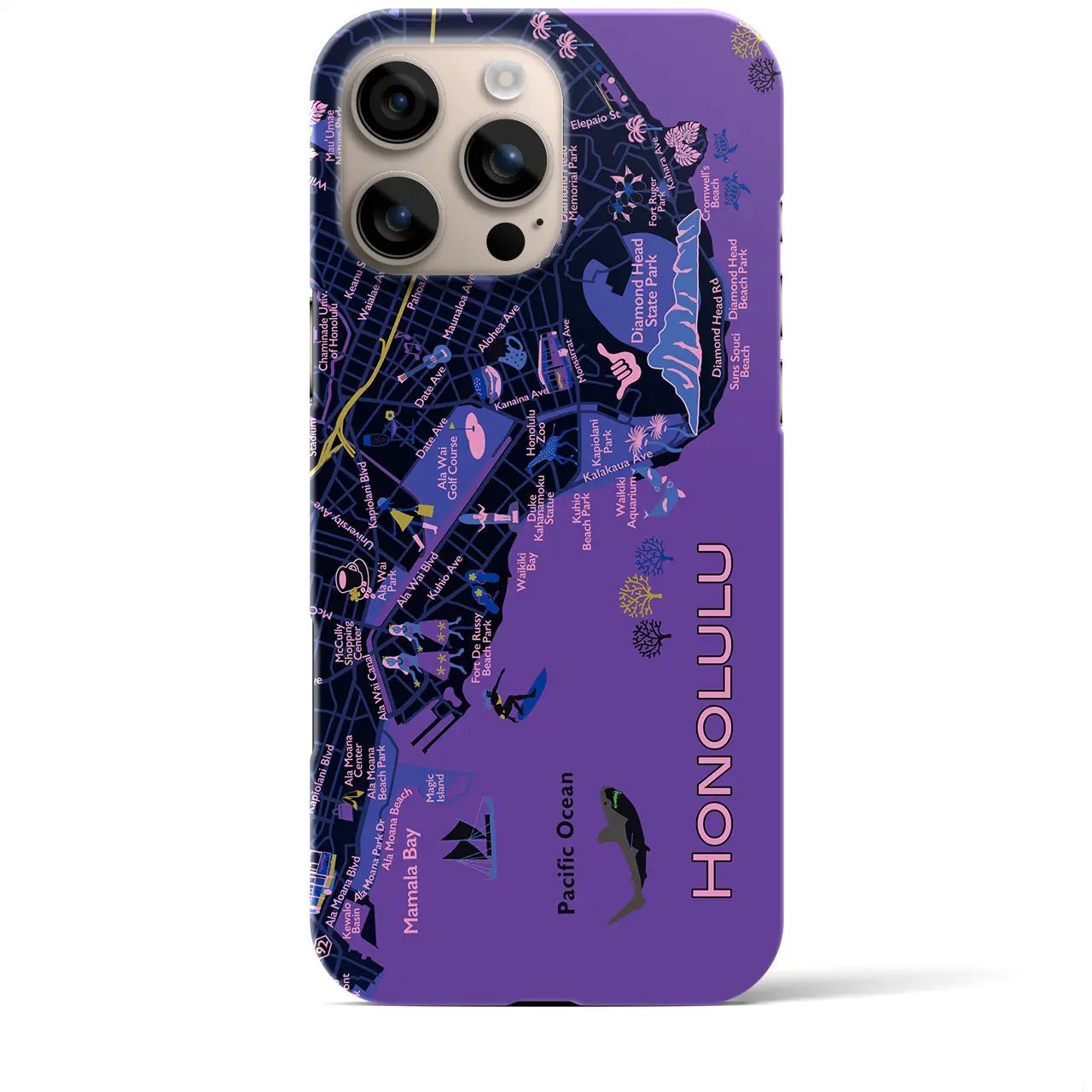 【ホノルル】イラストマップiPhoneケース(バックカバータイプ)