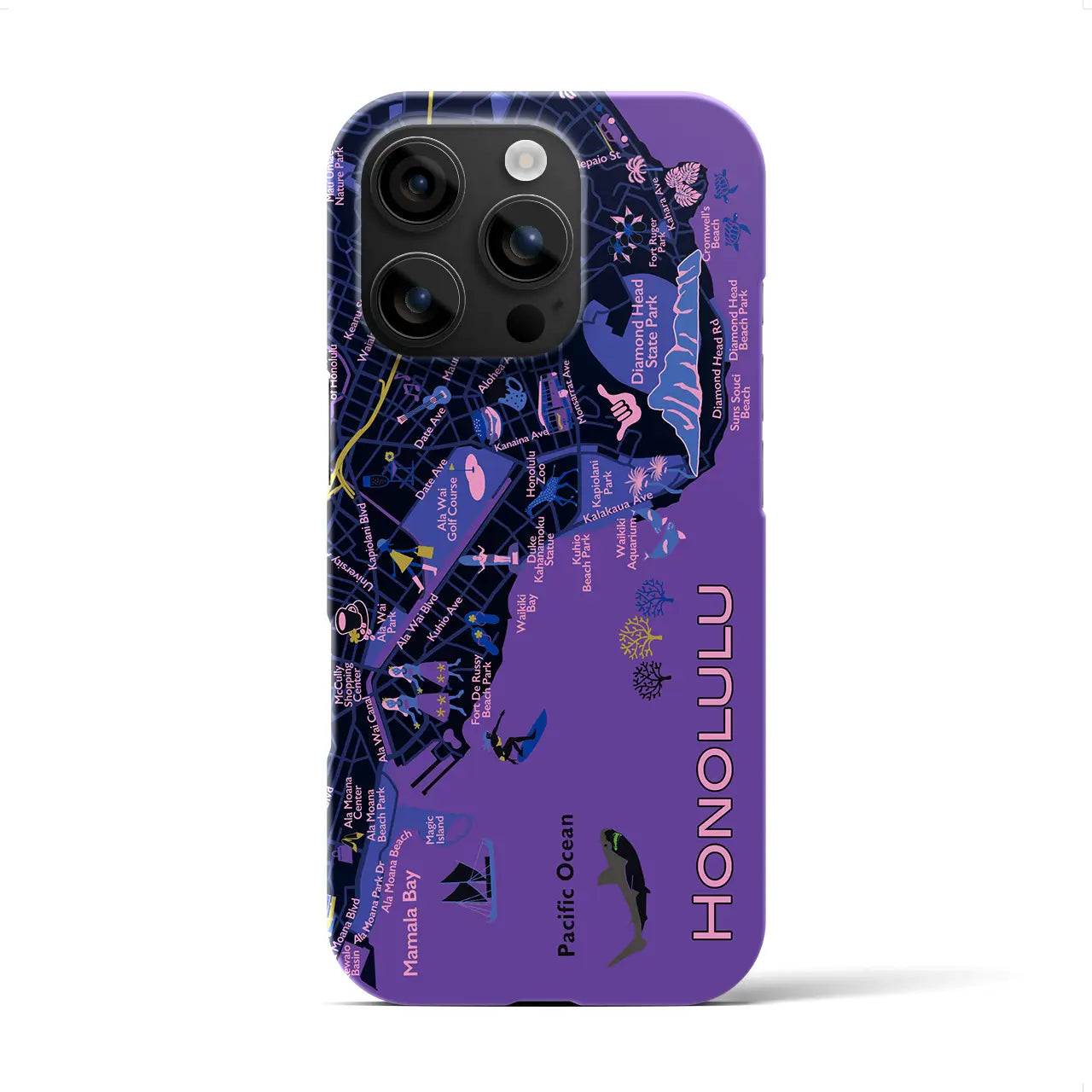 【ホノルル】イラストマップiPhoneケース(バックカバータイプ)