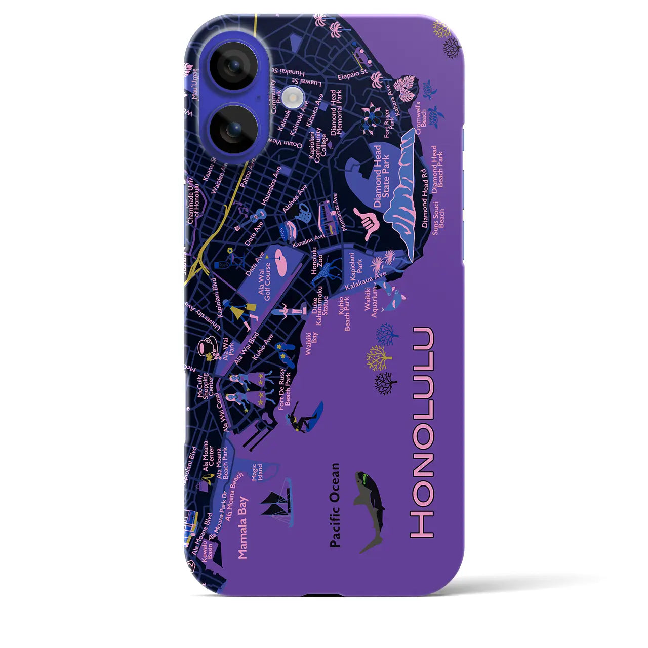 【ホノルル】イラストマップiPhoneケース(バックカバータイプ)